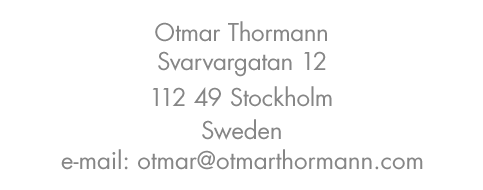 Otmar Thormann email: otmar@otmarthormann.com